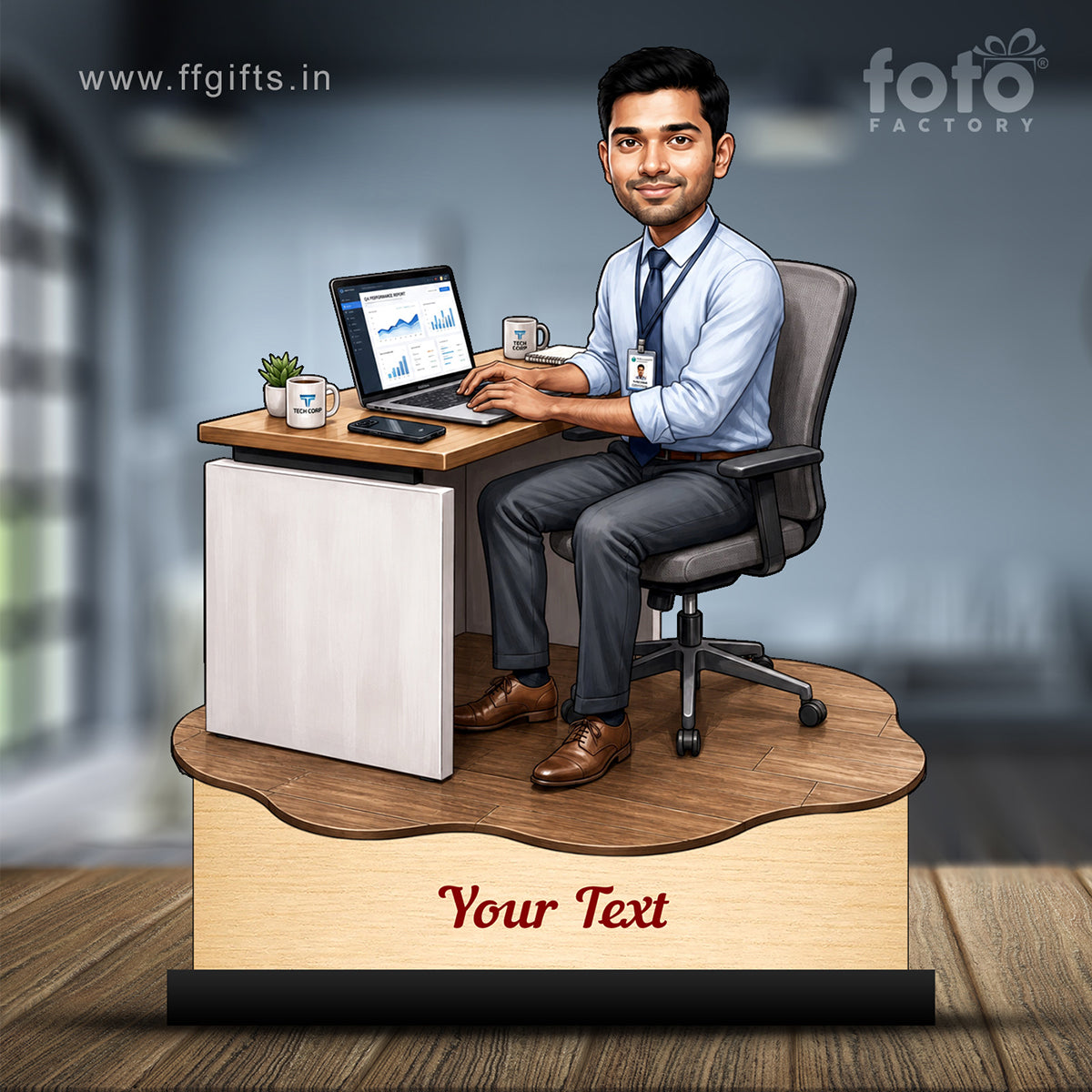 Personalized Corporate Office Male Employee Caricature C910