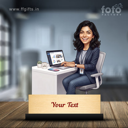 Personalized Corporate Office Female Employee Caricature C896