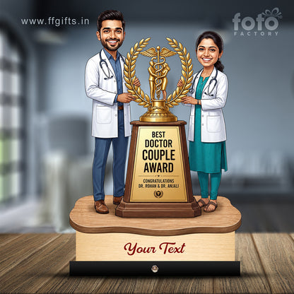 Couple Doctor Caricature with Award C612