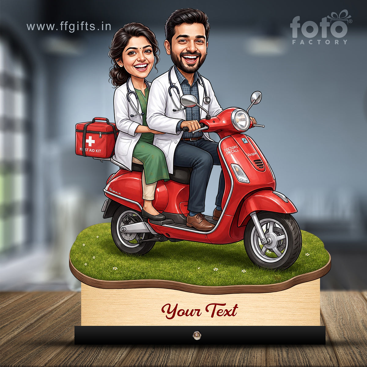 Couple Doctor Caricature on Bike C614