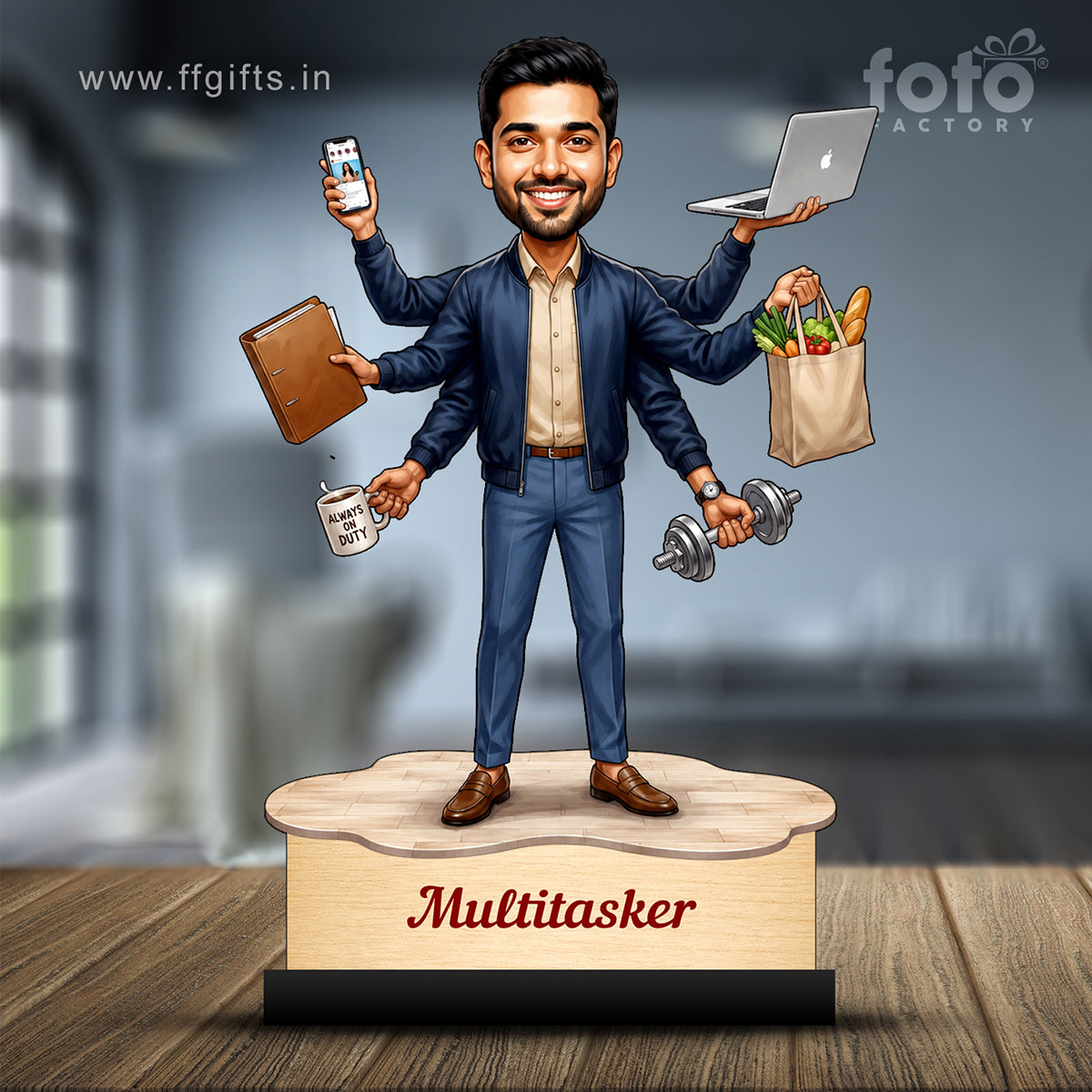 Personalized Multitasker Male Caricature C974