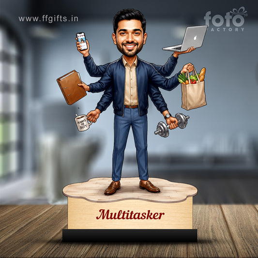Personalized Multitasker Male Caricature C974