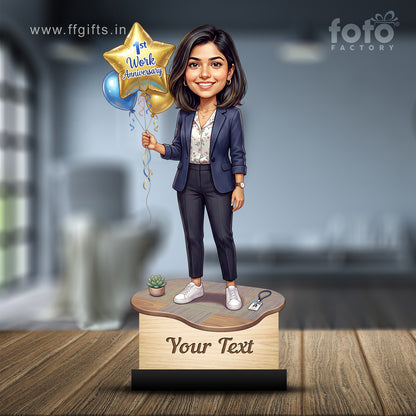 Personalized Work Anniversary Female Caricature C1112