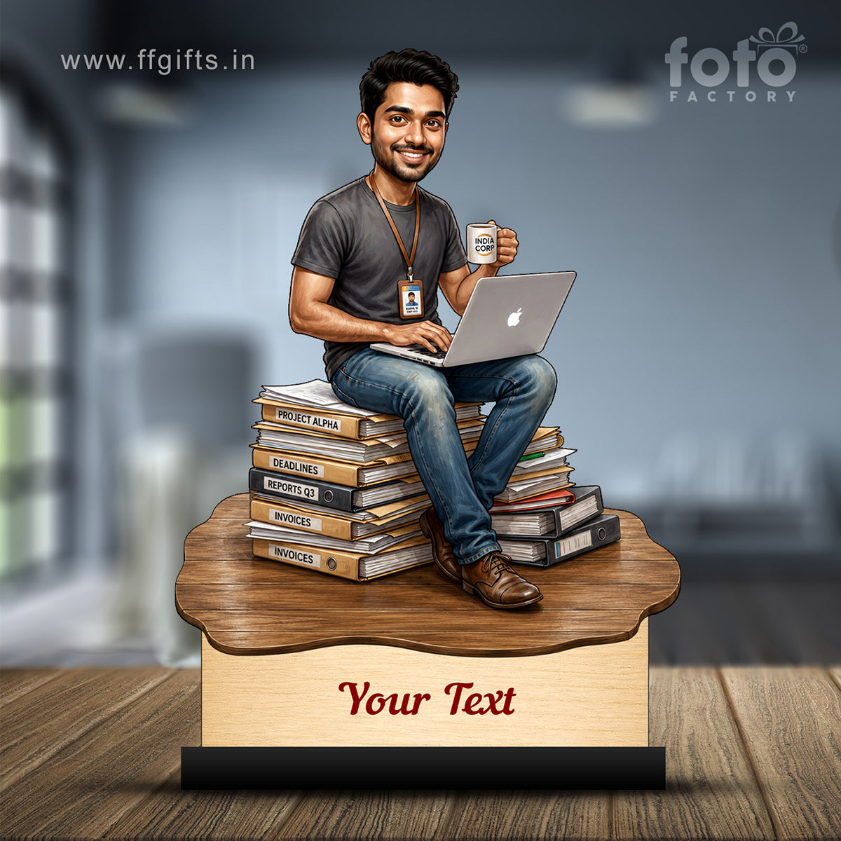 Personalized Corporate Office Male Employee Caricature C921