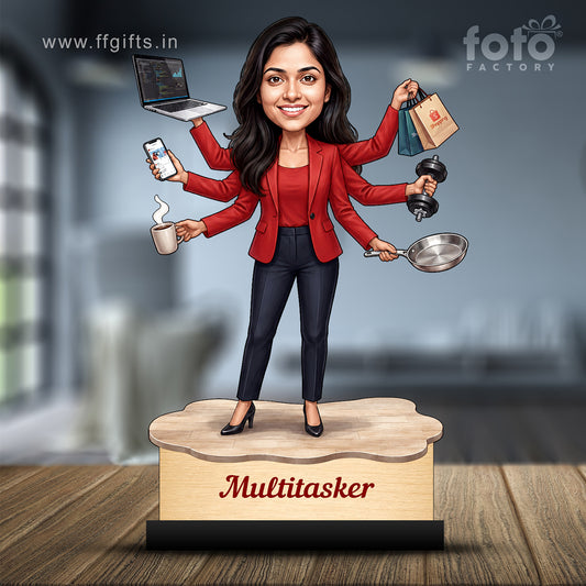 Personalized Multitasker Female Caricature C983