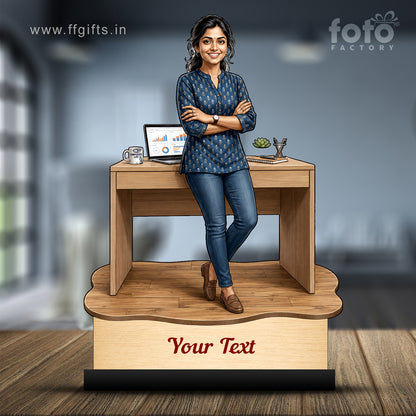 Personalized Corporate Office Female Employee Caricature C878