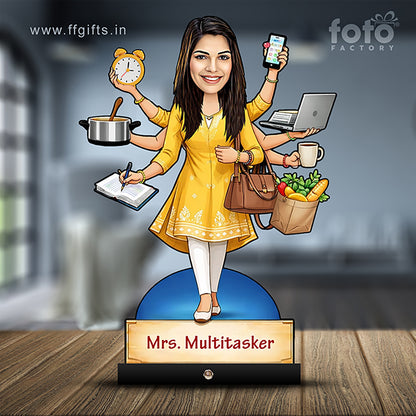 Multitasking Lady Caricature C456