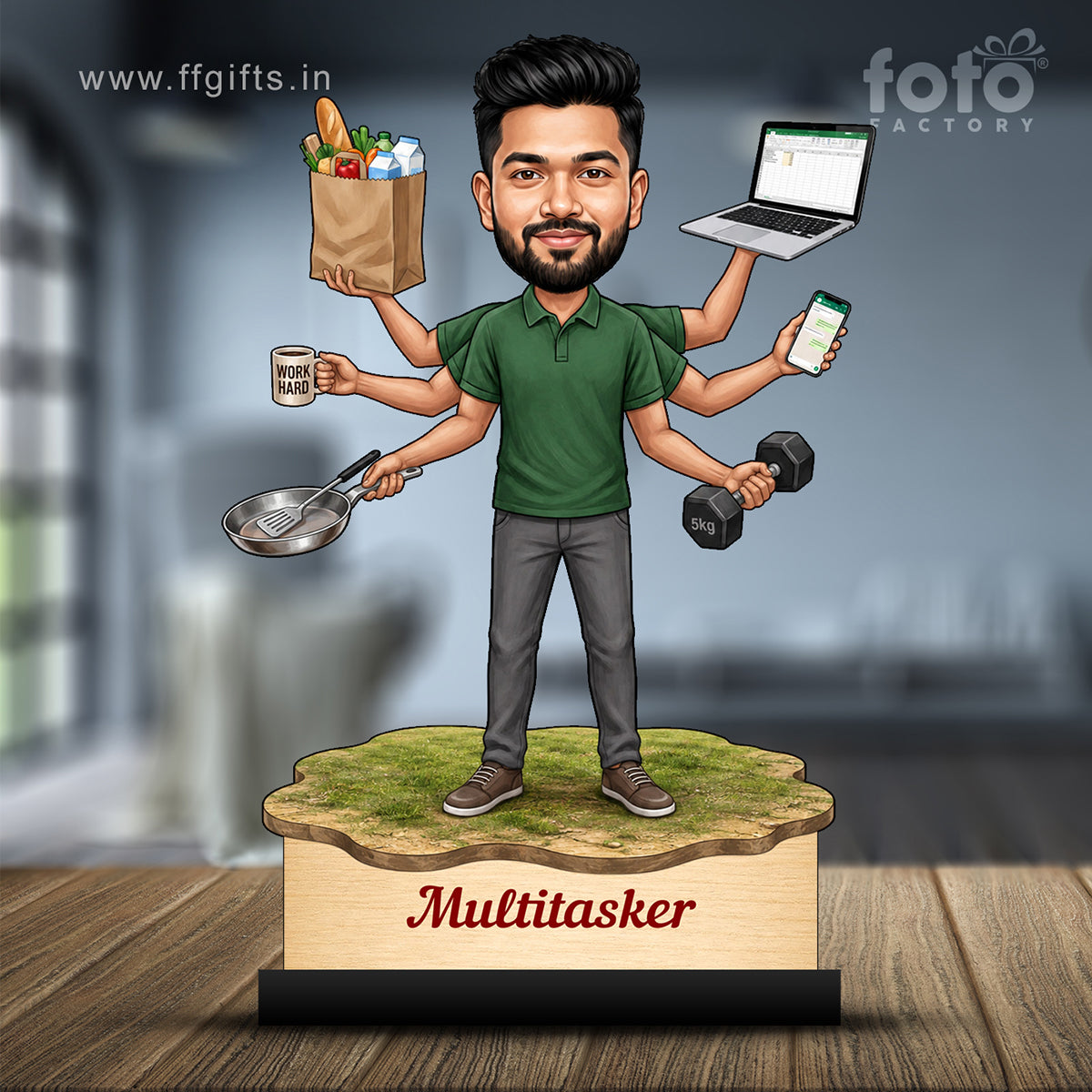 Personalized Multitasker Male Caricature C979