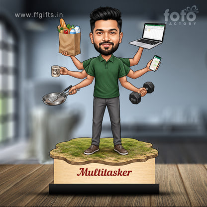 Personalized Multitasker Male Caricature C979