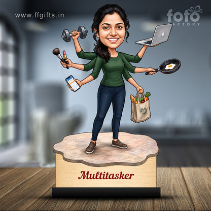 Personalized Multitasker Female Caricature C977