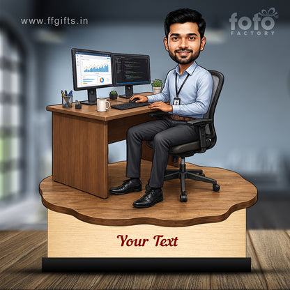 Personalized Corporate Office Male Employee Caricature C916