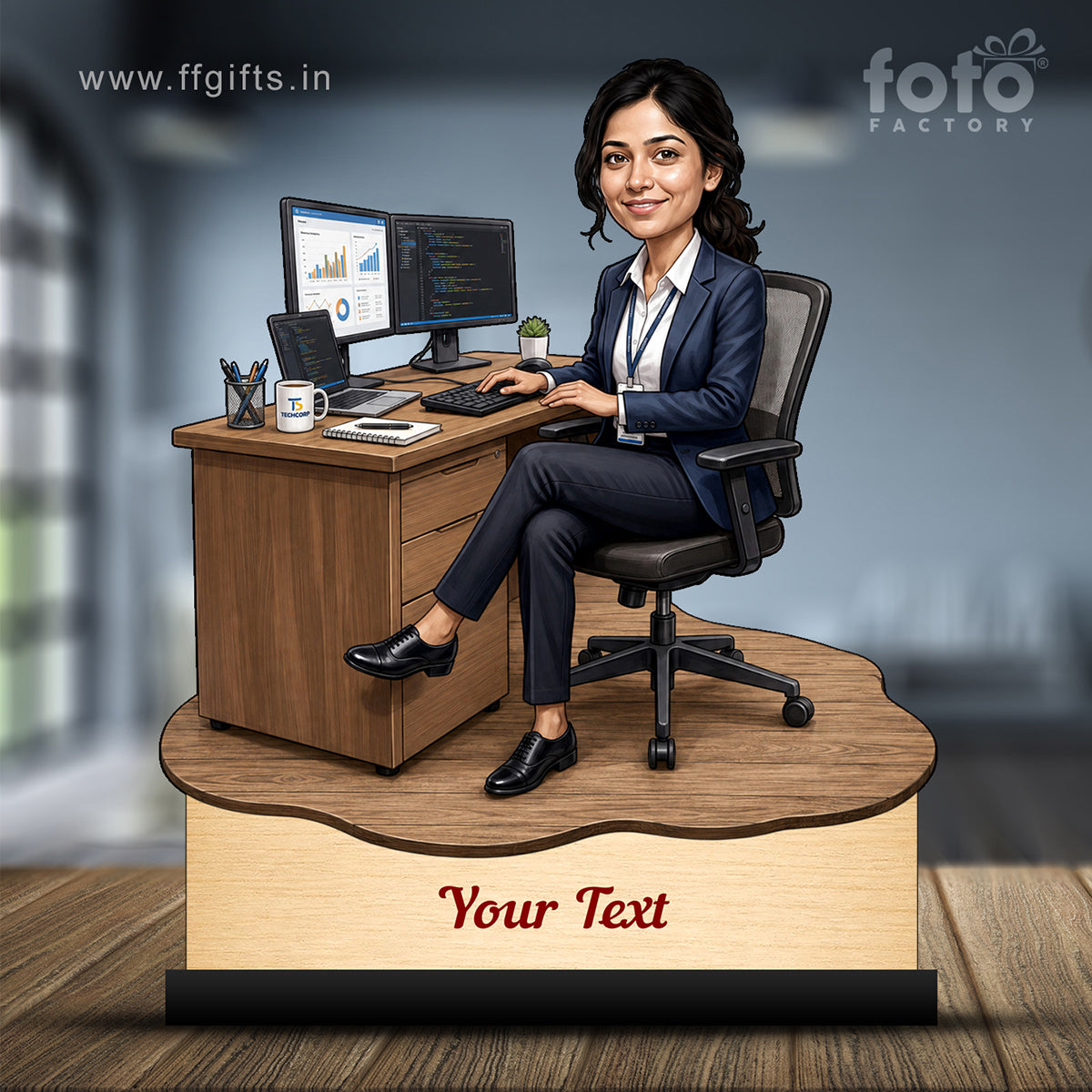 Personalized Corporate Office Female Employee Caricature C894
