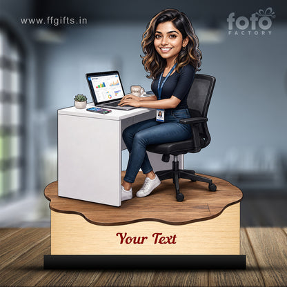 Personalized Corporate Office Female Employee Caricature C874