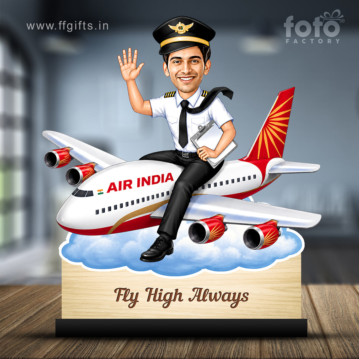 Personalized Air India Pilot Male Caricature C1146