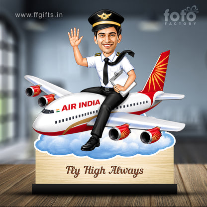 Personalized Air India Pilot Male Caricature C1146