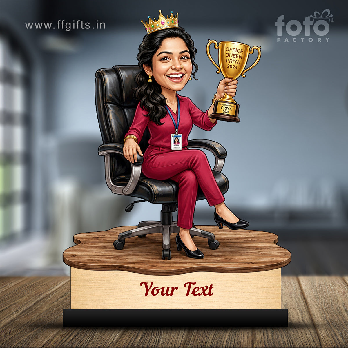 Personalized Achievement Award Female Caricature C948