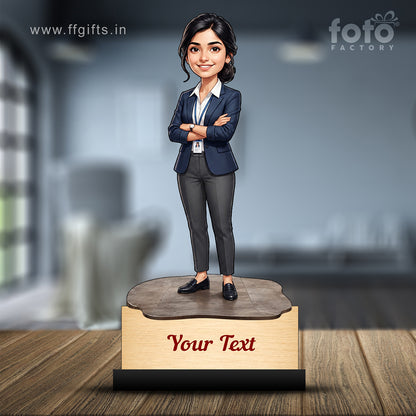 Personalized Corporate Office Female Employee Caricature C868
