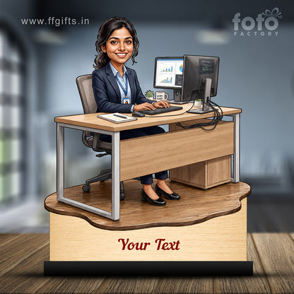 Personalized Corporate Office Female Employee Caricature C877