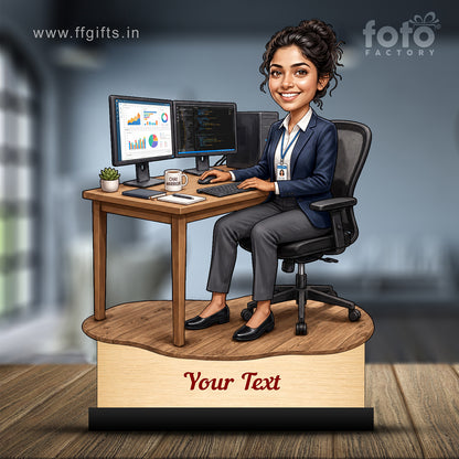 Personalized Corporate Office Female Employee Caricature C879