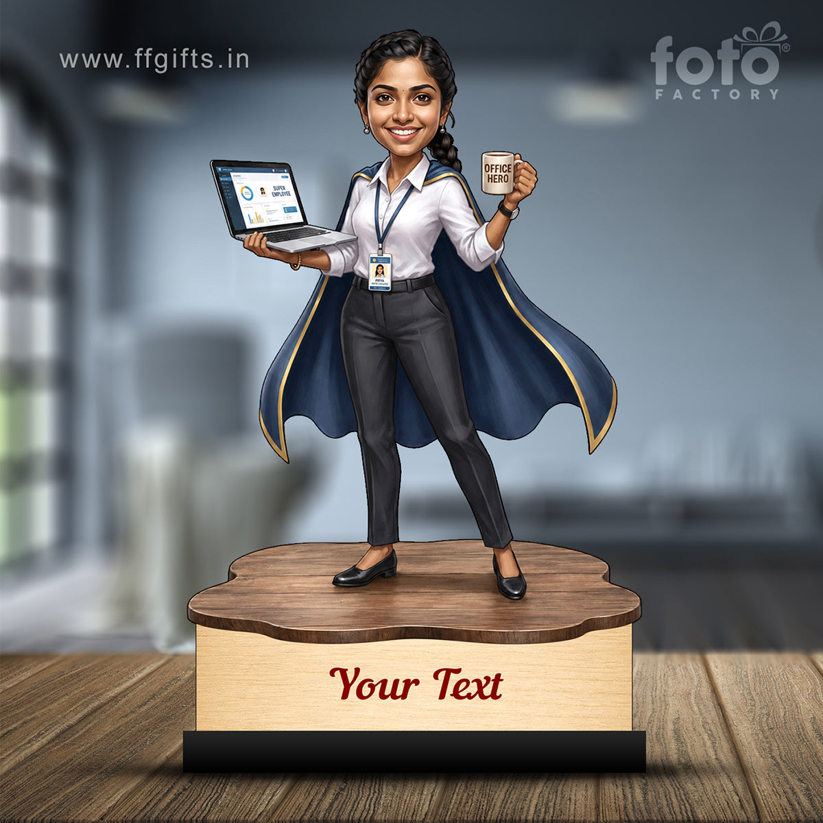Personalized Corporate Office Female Employee Caricature C870