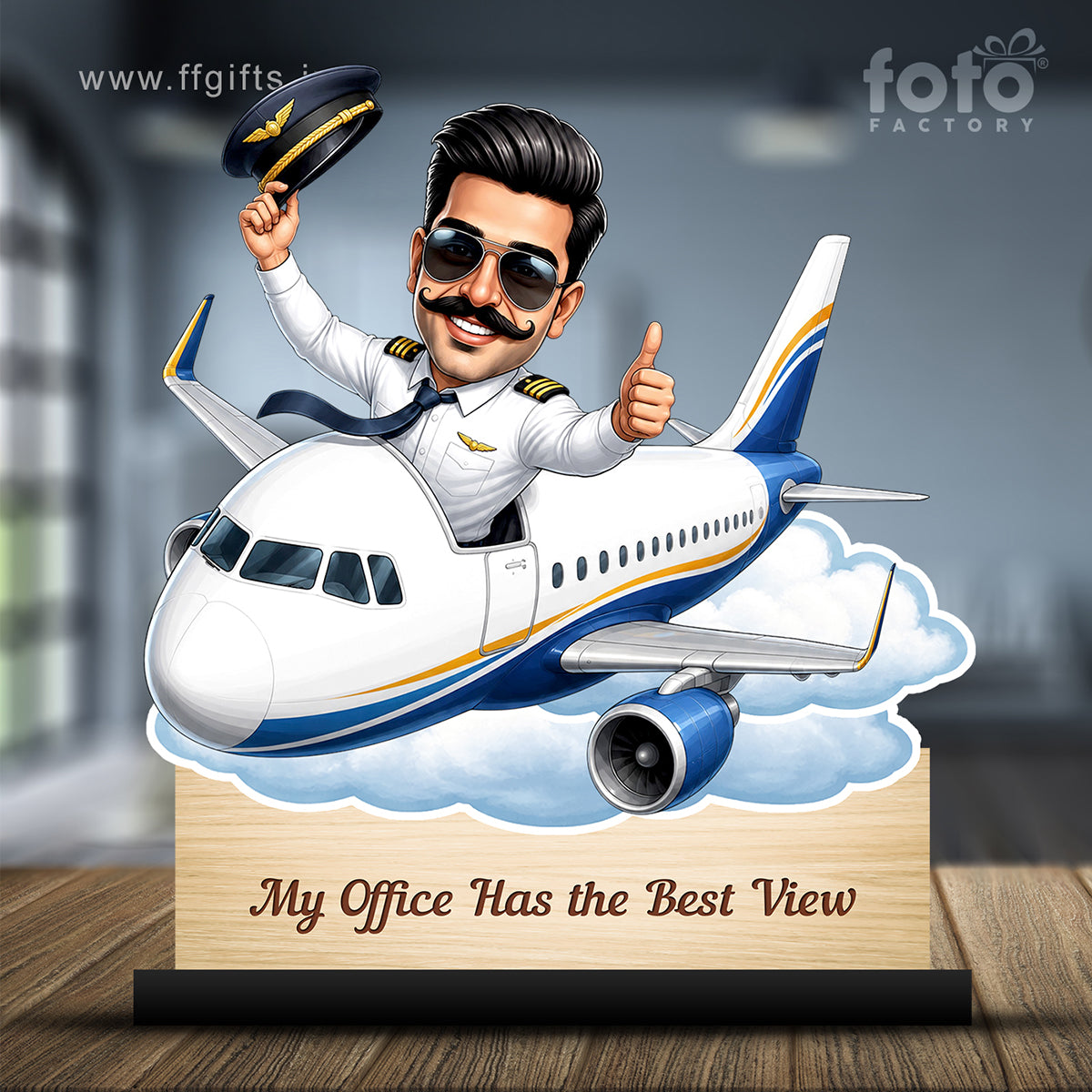Personalized Air India Pilot Male Caricature C1148
