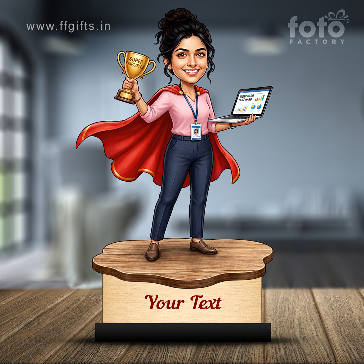 Personalized Achievement Award Female Caricature C928
