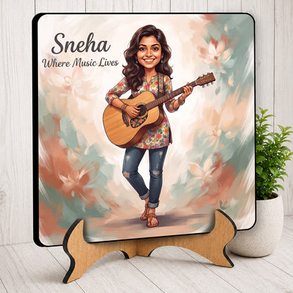 Girl with Guitar Caricature Frame CF02