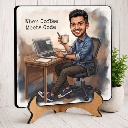 Where Coffee Meets Code Caricature Frame CF04