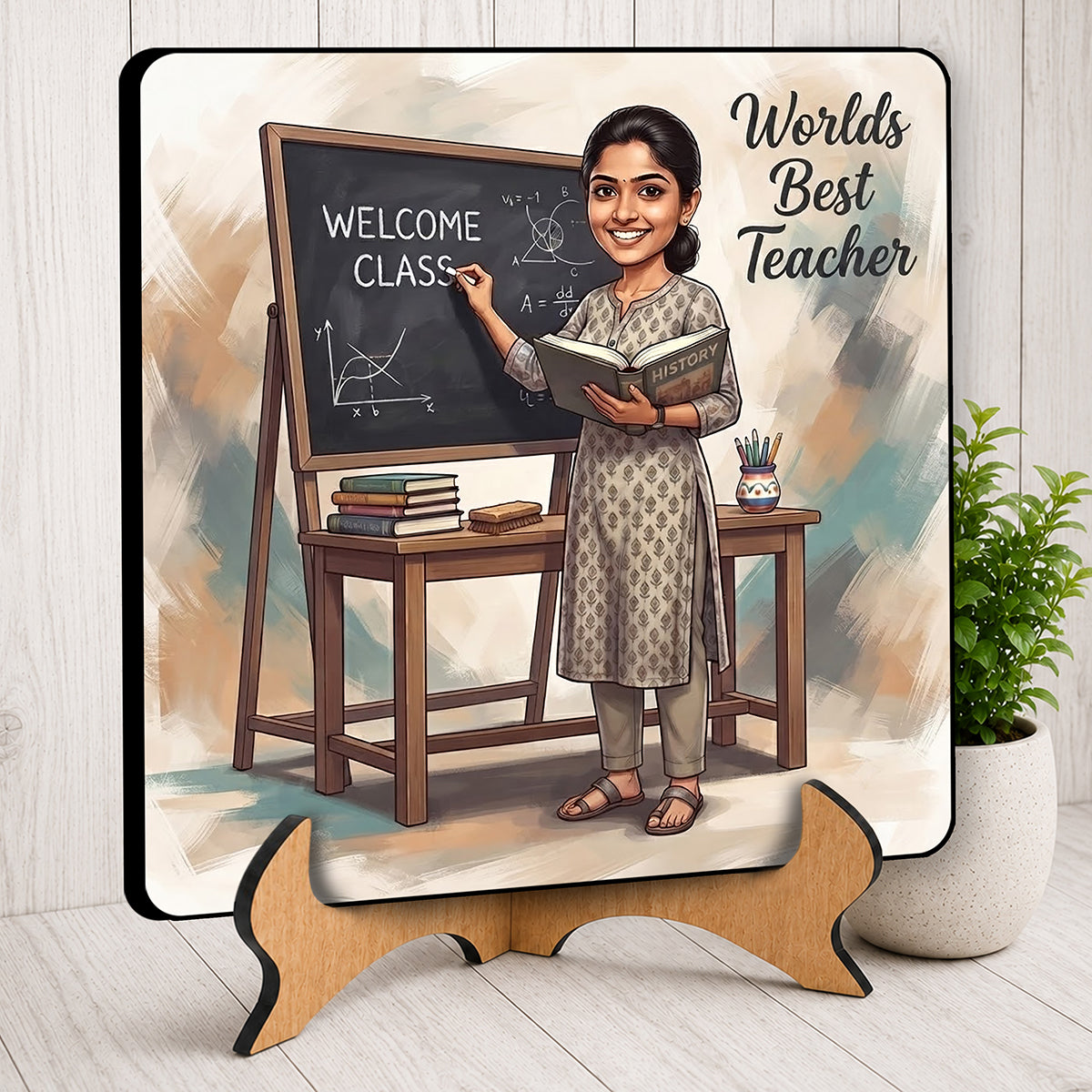 Worlds Best Teacher Caricature Frame CF03