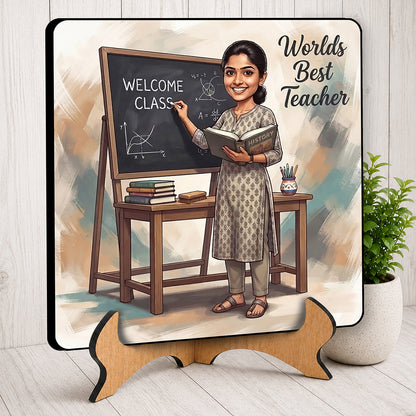 Worlds Best Teacher Caricature Frame CF03