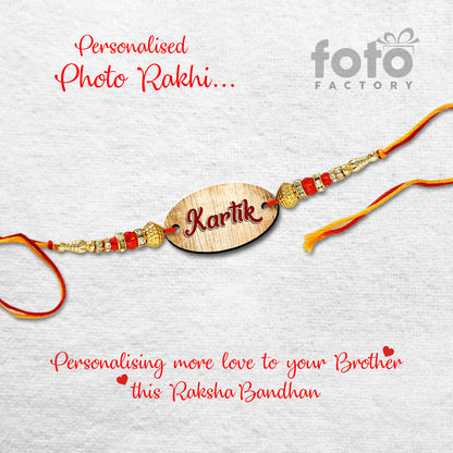 Oval Shape Photo Rakhi with Name R022