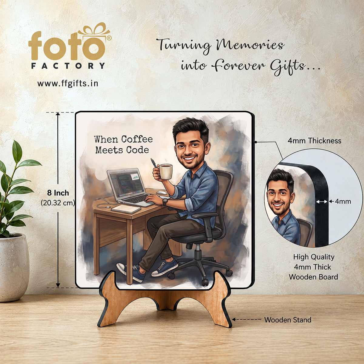 Where Coffee Meets Code Caricature Frame CF04