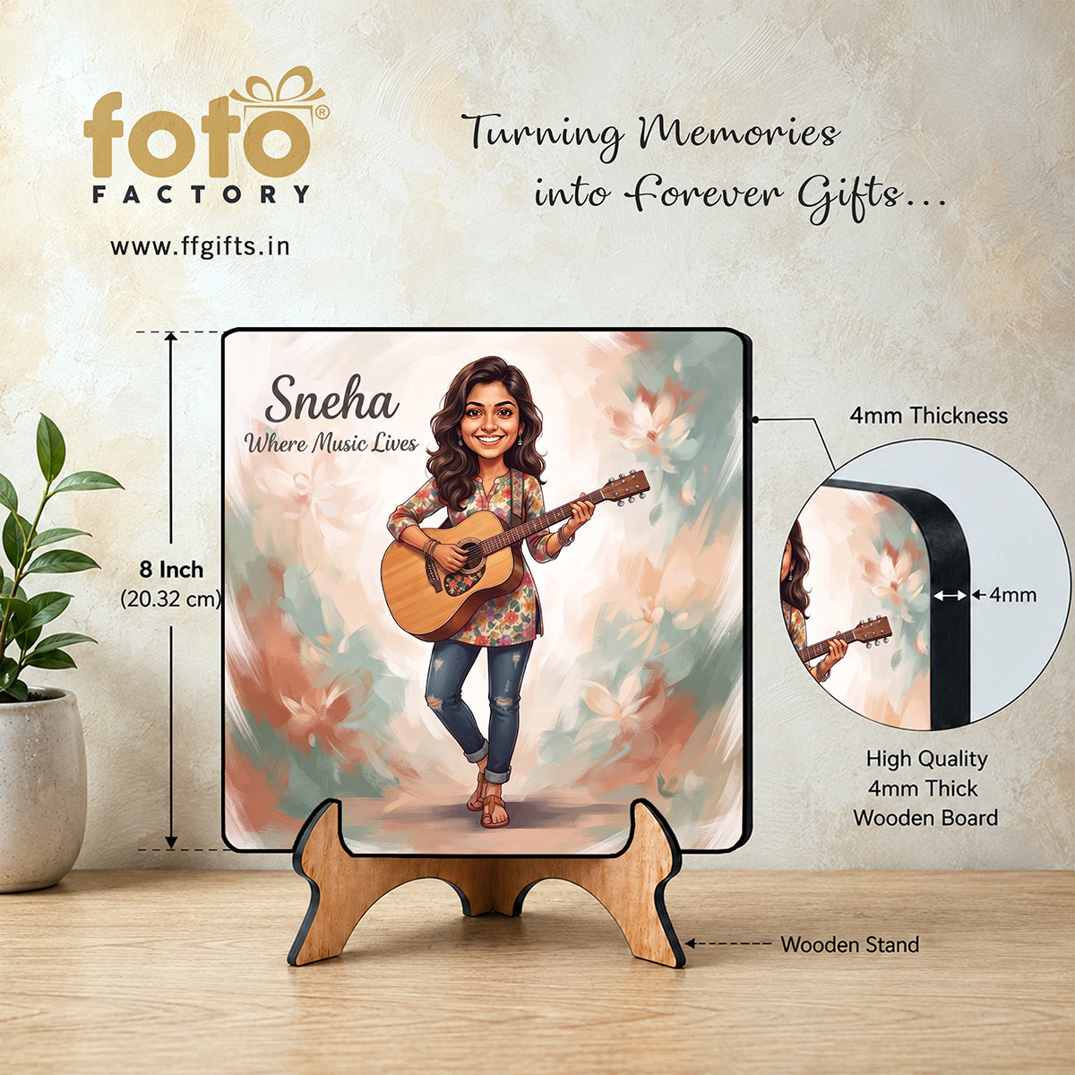 Girl with Guitar Caricature Frame CF02