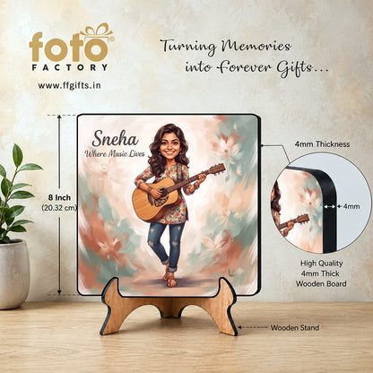 Girl with Guitar Caricature Frame CF02