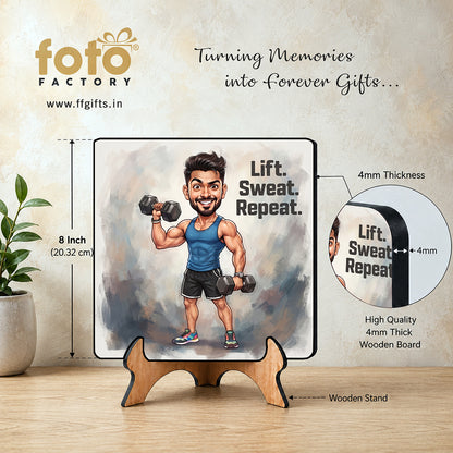 Man Flexing with Dumble at the Gym Caricature Frame CF01