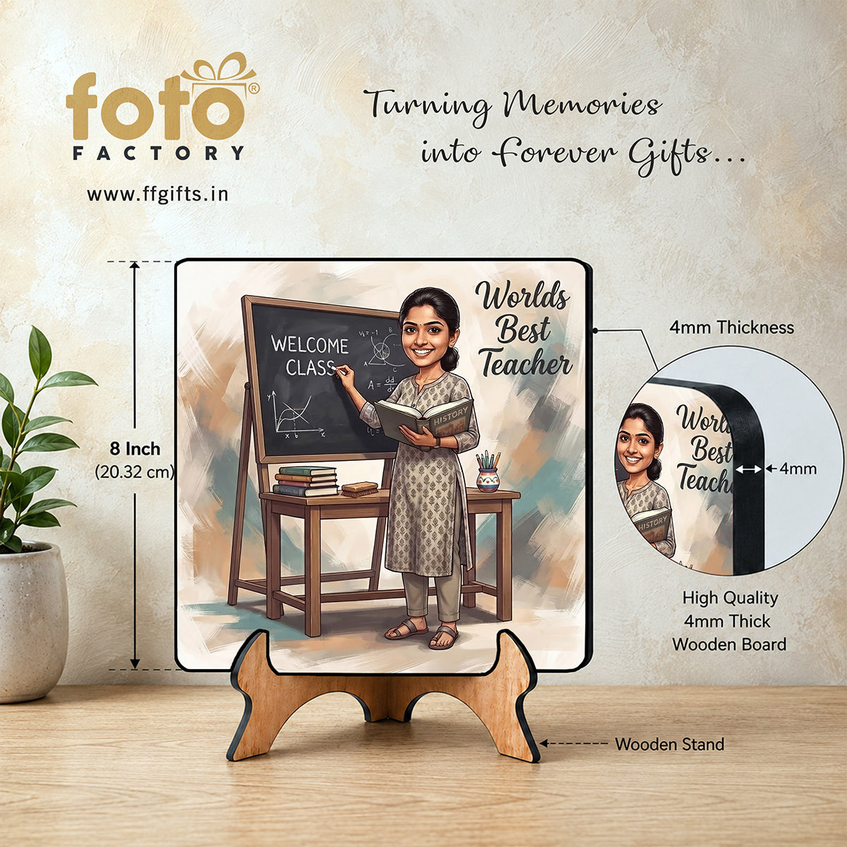 Worlds Best Teacher Caricature Frame CF03