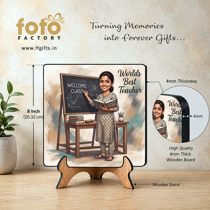 Worlds Best Teacher Caricature Frame CF03