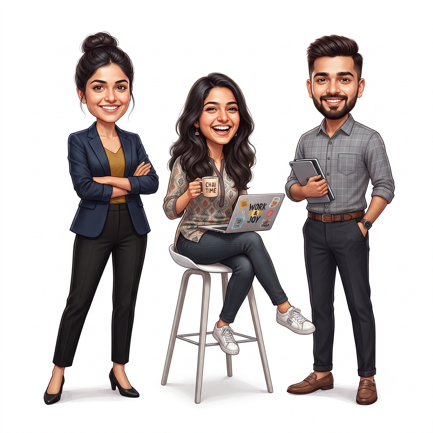 Personalized 3 Person Group Office Team Caricature C1119