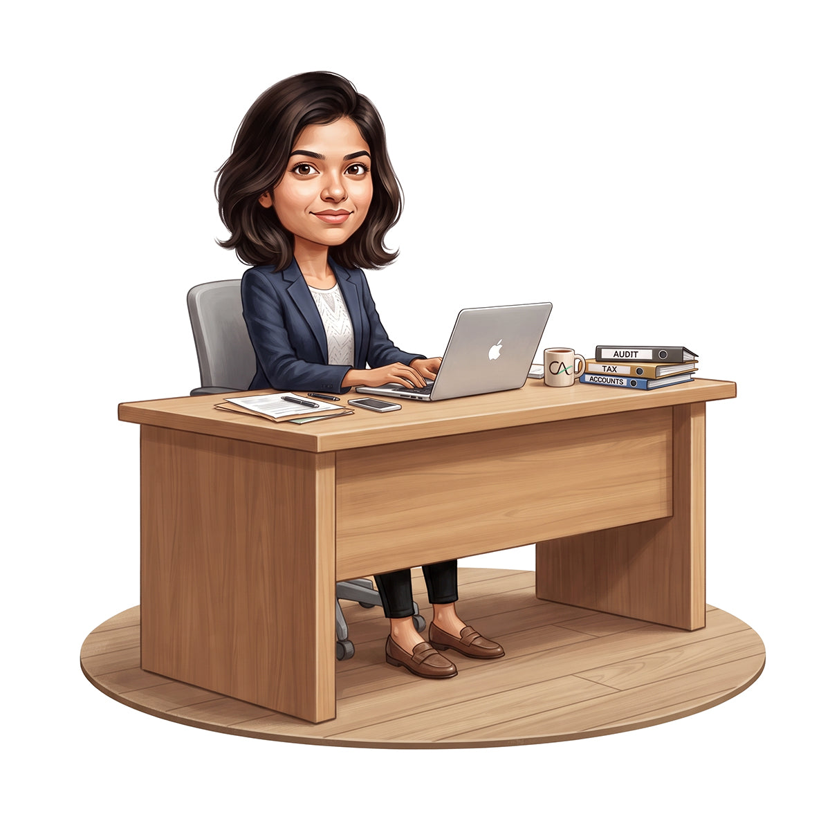 Personalized Chartered Accountant Female CA Caricature C1245