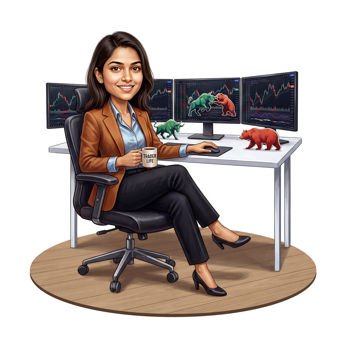 Stock Market Trader Female Caricature C1264