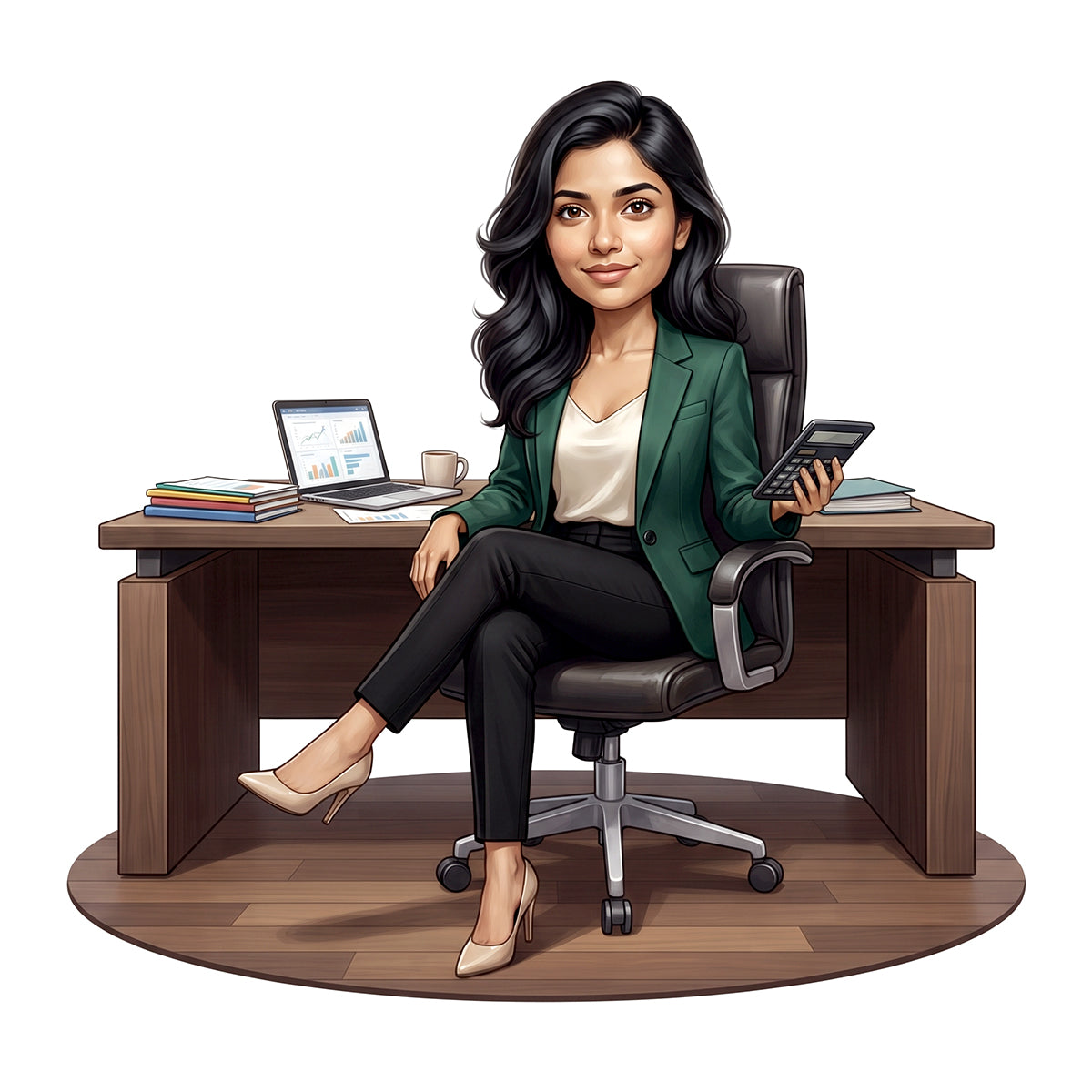 Personalized Chartered Accountant Female CA Caricature C1220