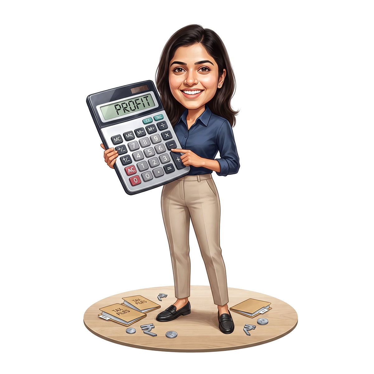 Personalized Chartered Accountant Female CA Caricature C1225