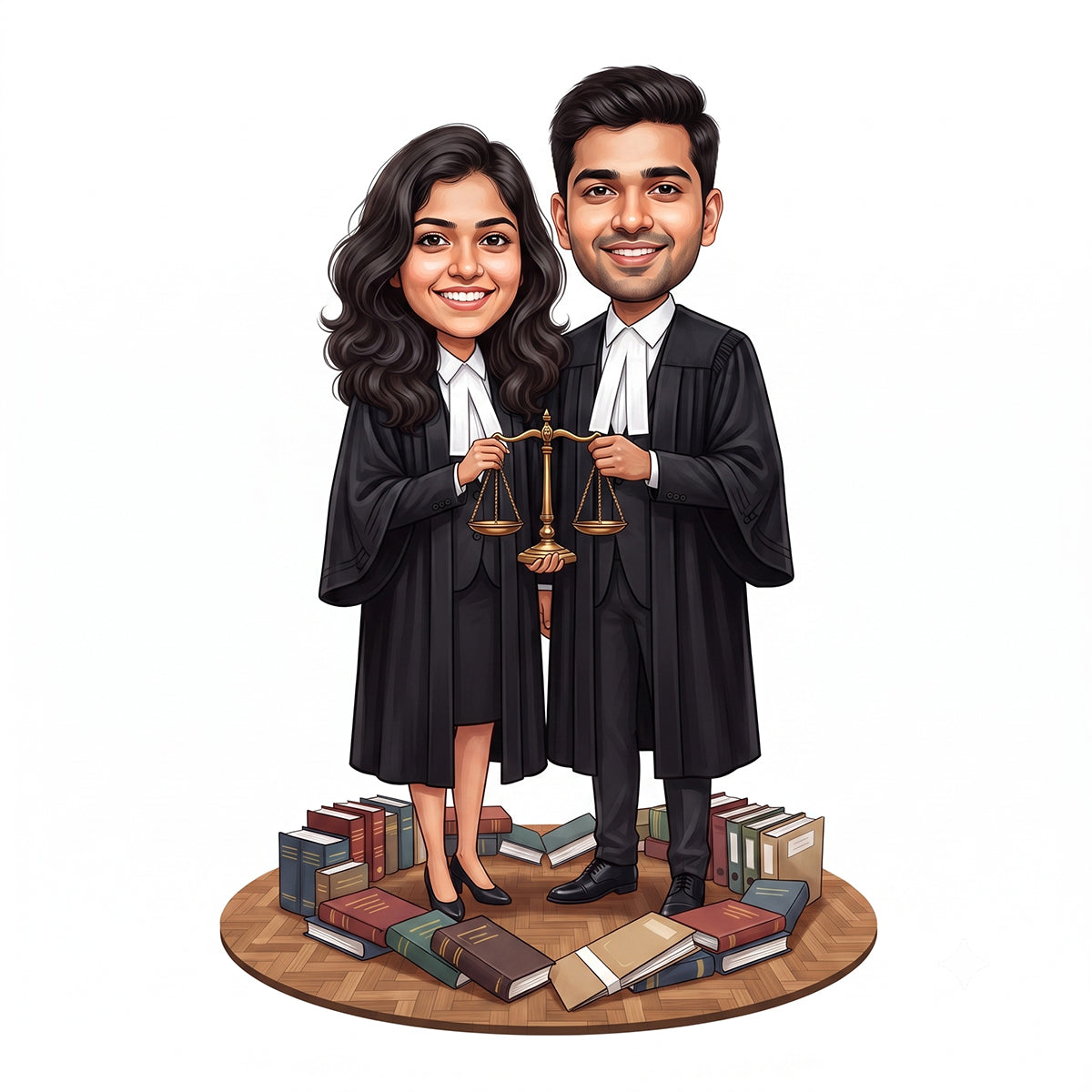 Personalized Lawyer & Advocate Couple Caricature C1301