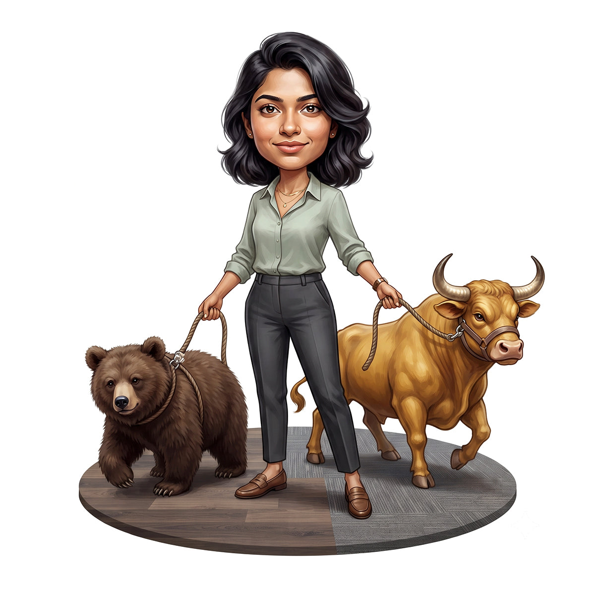 Stock Market Trader Female Caricature C1259