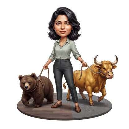 Stock Market Trader Female Caricature C1259