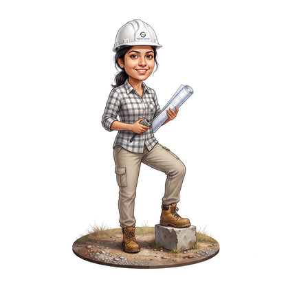Personalized Engineer Female Caricature C1331