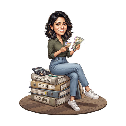 Personalized Chartered Accountant Female CA Caricature C1239