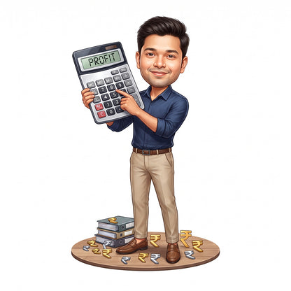 Personalized Chartered Accountant Male CA Caricature C1233