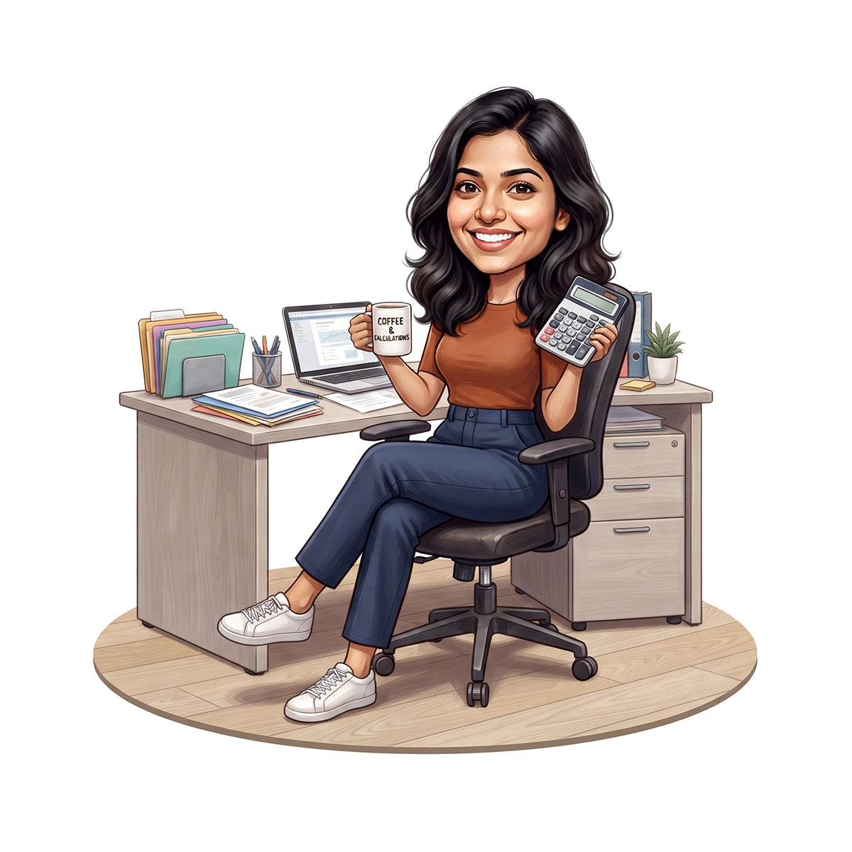 Personalized Chartered Accountant Female CA Caricature C1222