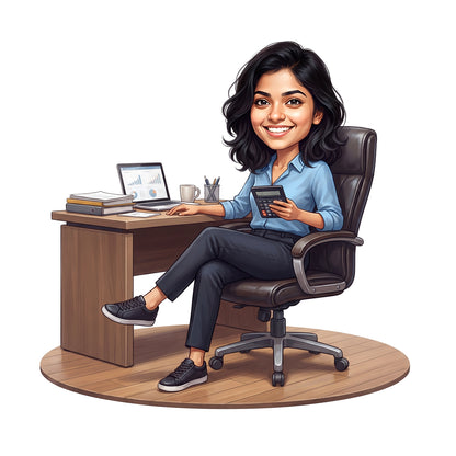 Personalized Chartered Accountant Female CA Caricature C1226